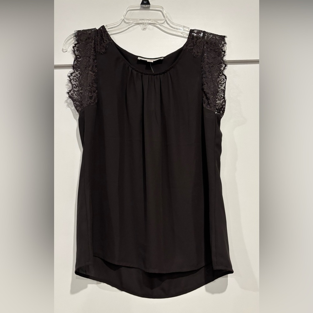 Elegant Brown Lace Sleeve Women's Top Loft NWT